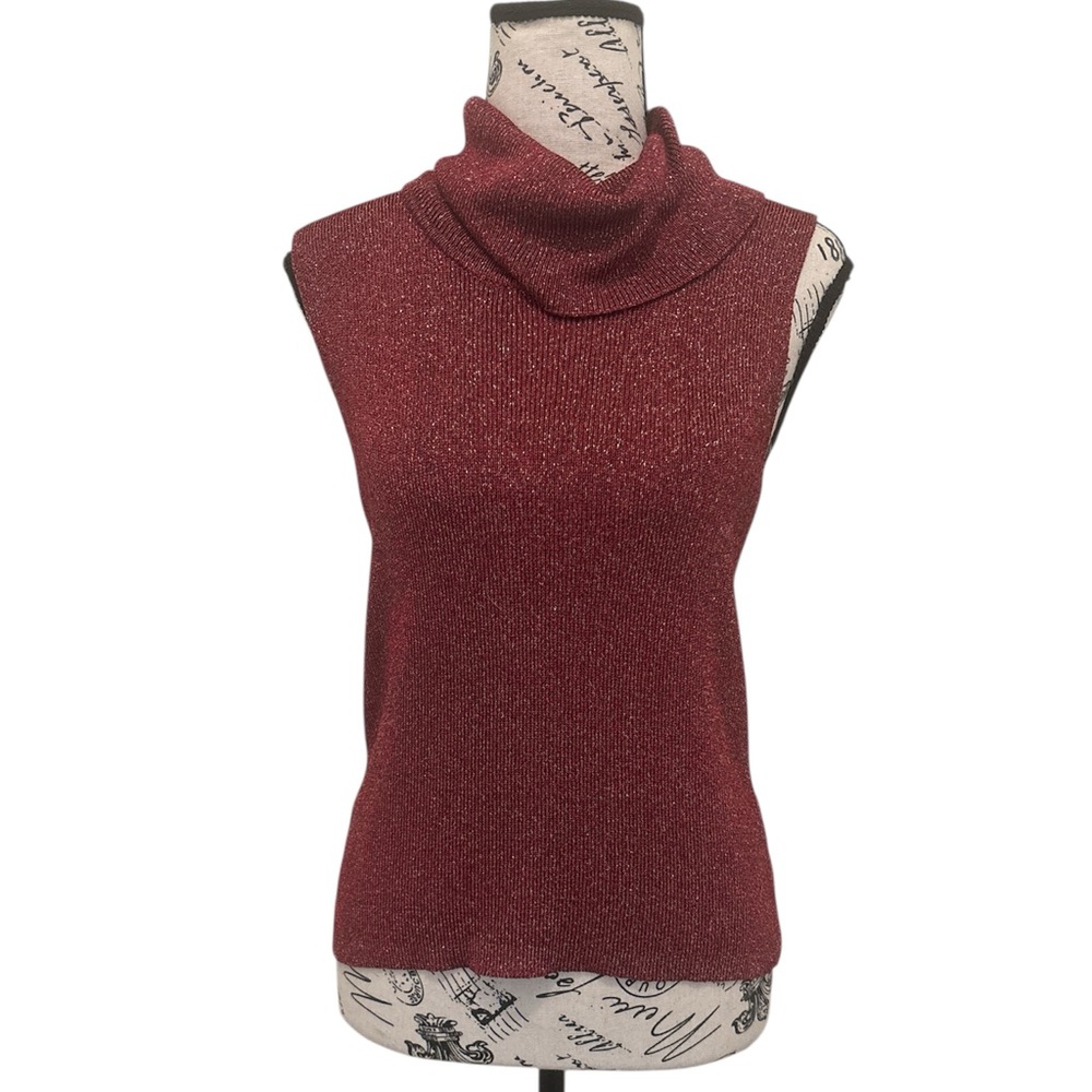 Vintage Austin Reed Sleeveless Knit Cowl Neck Top Metallic Women's M